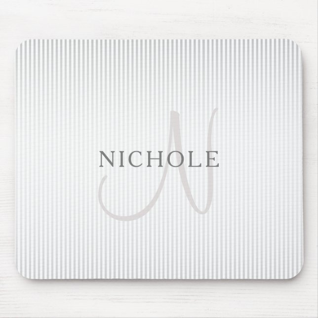 Mousepad Nome Elegante, Monograma e Cinzas finas, estrias d (Frente)