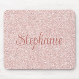 Mousepad Nome em Letra cursiva com Brilho em Dourado Rosa