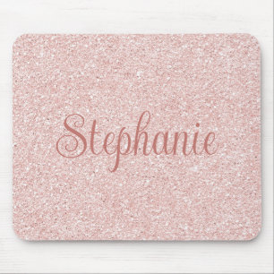 Mousepad Nome em Letra cursiva com Brilho em Dourado Rosa