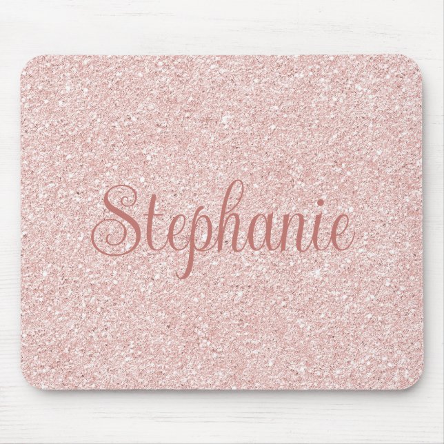 Mousepad Nome em Letra cursiva com Brilho em Dourado Rosa (Frente)