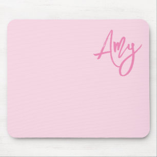 Mousepad Nome em letra cursiva com pincel Pastel e Rosa