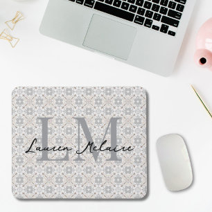 Mousepad Nome em Letra de Monograma de Azulejo Espanhol Ele