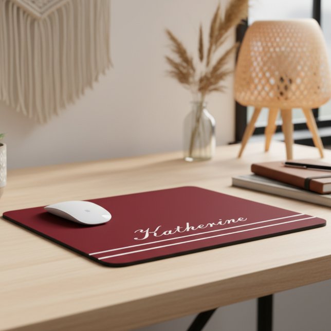 Mousepad Nome em Letra Minimalista Vermelho Borgonha (Criador carregado)