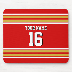 Mousepad Nome feito sob encomenda branco Dourado vermelho
