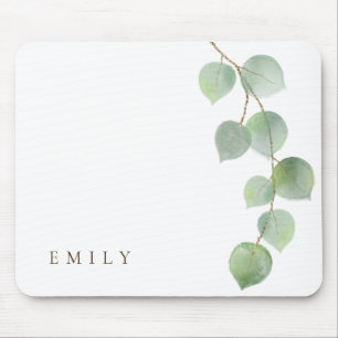 Mousepad Nome Feminina da Filial Elegante Eucalyptus