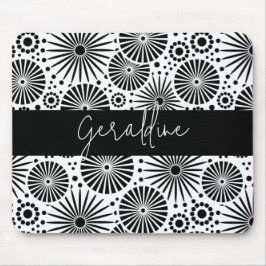 Mousepad Nome geométrico moderno em preto e branco explosão