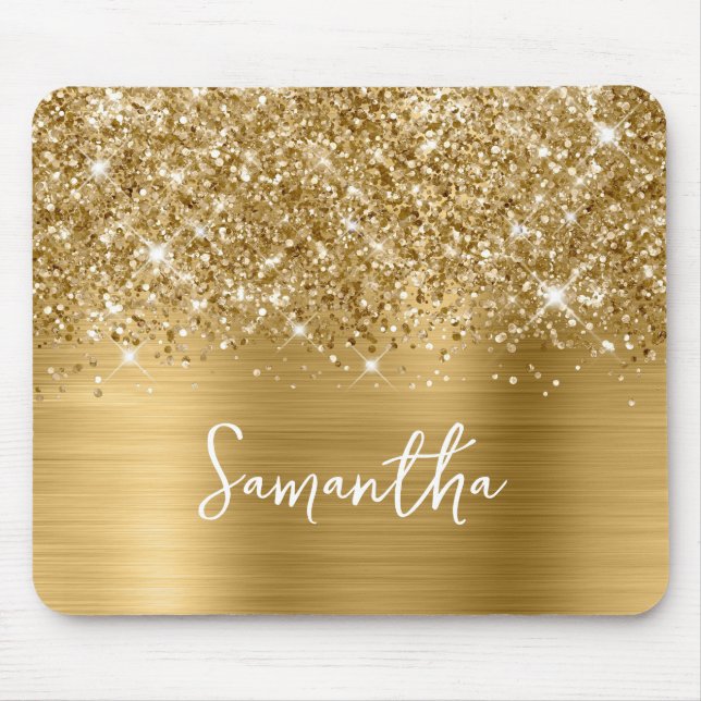 Mousepad Nome Glam Dourado Espelhado (Frente)