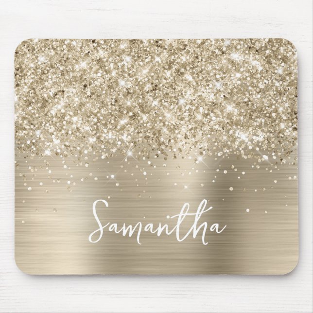 Mousepad Nome Glam Dourado Pálido Espelhante (Frente)