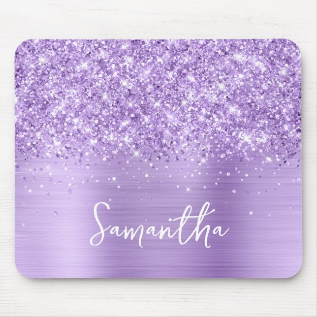 Mousepad Nome Glam Lavanda Brilhante (Frente)