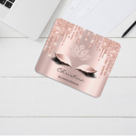 Mousepad Nome Glitter Makeup Beauty Studio Lash Pink Marble
