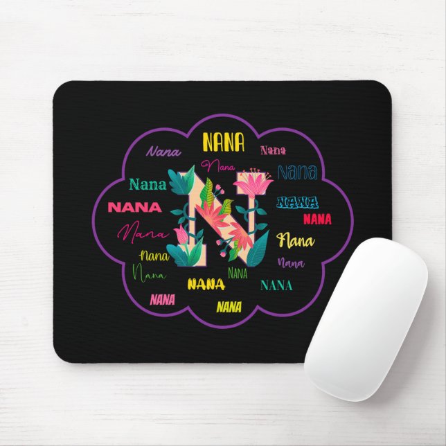 Mousepad Nome Inicial Floral Nana (Com mouse)