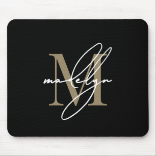 Mousepad Nome Inicial Monograma em Letra de Ouro Preto