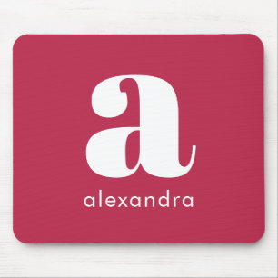 Mousepad Nome inicial Monograma Professional Magenta Simple