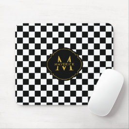 Mousepad Nome Inicial Personalizado Padrão de Grade Elegant