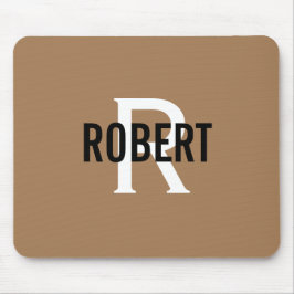 Mousepad Nome masculino do monograma preto de ouro moderno