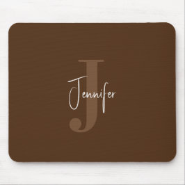 Mousepad Nome minimalista moderno e Monograma inicial Brown