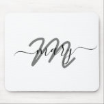 Mousepad Nome mínimo Monograma Cinza branca de Cinza<br><div class="desc">Abstrato moderno Design Contemporâneo Design italiano Florença de italiano florence K</div>