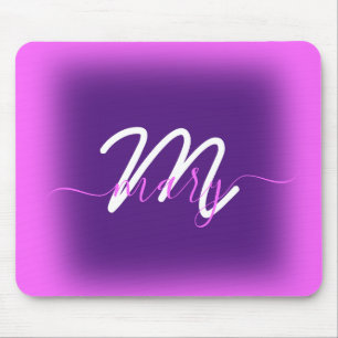 Mousepad Nome Mínimo Púrpura Rosa, Rosa, Berry. Monograma