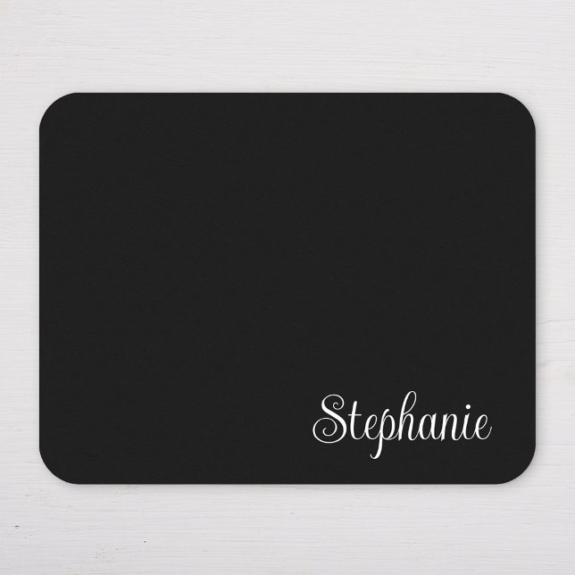 Mousepad Nome Moderno da Menina Negra e Branca (Personalized Black and White Mousepad)