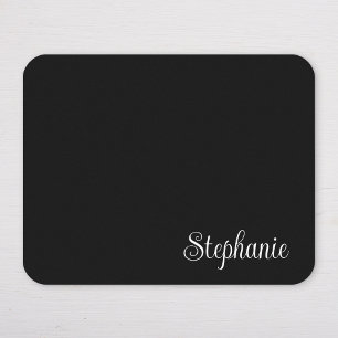 Mousepad Nome Moderno de Menina Preto e Branco