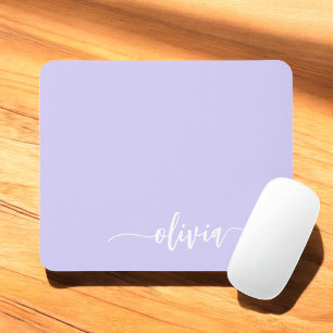 Mousepad Nome Moderno do Monograma de Script Girly Roxo da 