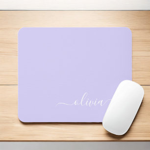 Mousepad Nome Moderno do Monograma de Script Girly Roxo da