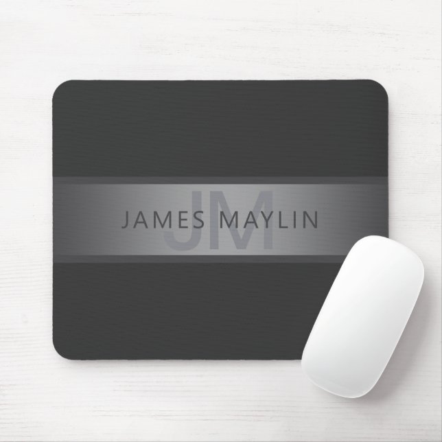 Mousepad Nome moderno em gradiente cinza escuro ou nome de  (Com mouse)