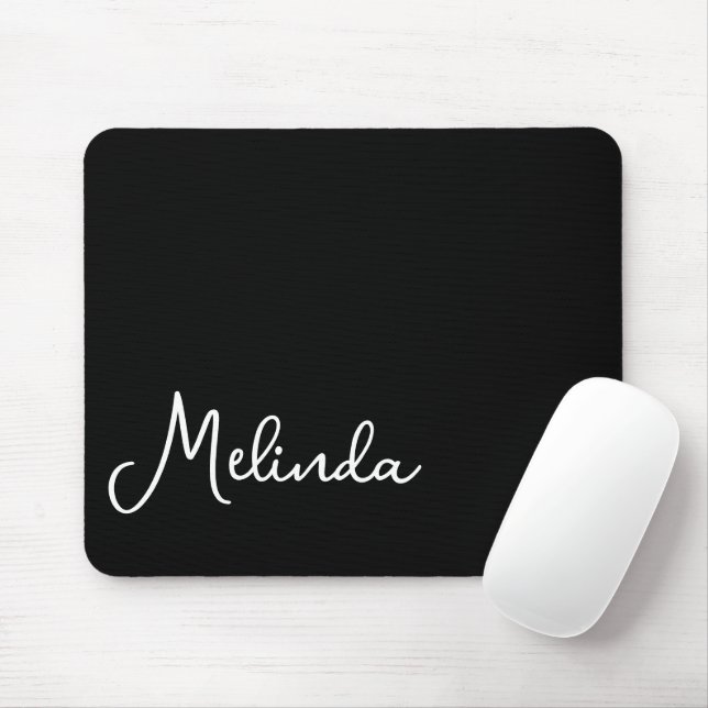 Mousepad Nome Moderno Preto e Branco (Com mouse)