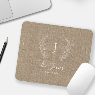 Mousepad Nome monograma chic elegante personalizado