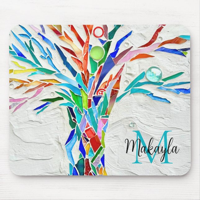 Mousepad Nome Monograma do mouse Mosaico (Frente)