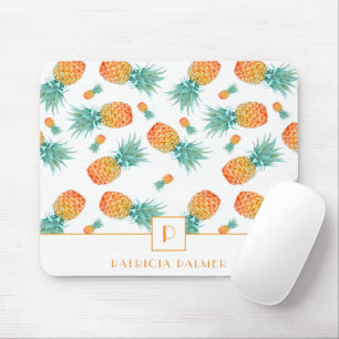 Mousepad Nome Monograma do Padrão de Abacaxi de Frutas Tro