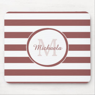 Mousepad Nome Monograma Fresco - Listras Vermelhas Suaves