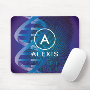 Mousepad Nome Monograma Impressão Digital DNA Ciência Médic
