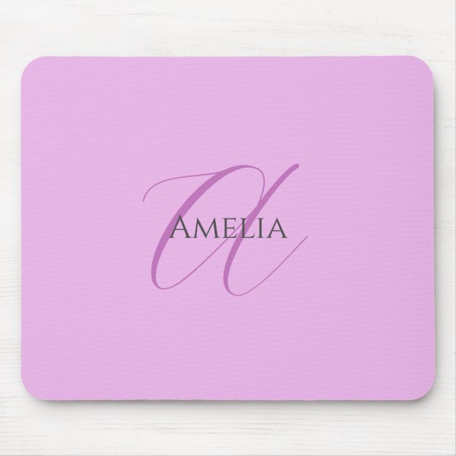 Mousepad Nome Monograma - Letra Inicial Orchid & Lilac (Frente)