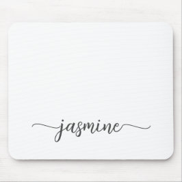 Mousepad Nome Monograma Personalizado Branco Simples Femini