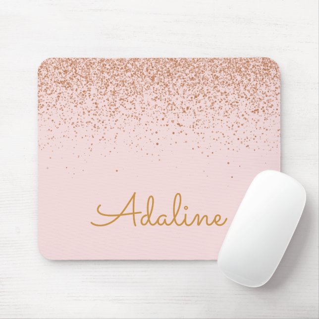 Mousepad Nome Monograma Personalizado com Brilho Dourado (Com mouse)