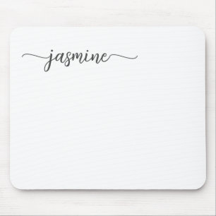 Mousepad Nome Monograma Personalizado Feminino Branco Simpl
