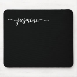 Mousepad Nome Monograma Personalizado Preto Feminino Simple