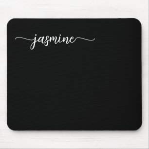 Mousepad Nome Monograma Personalizado Preto Feminino Simple