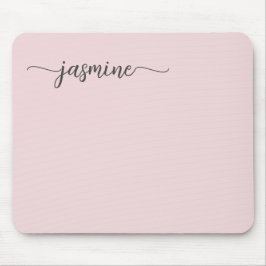 Mousepad Nome Monograma Personalizado Rosa Bege Fofo Simple