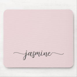 Mousepad Nome Monograma Personalizado Rosa Corado Feminino 