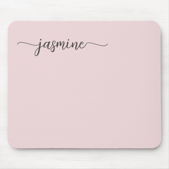 Mousepad Nome Monograma Personalizado Rosa Simples Feminino (Frente)