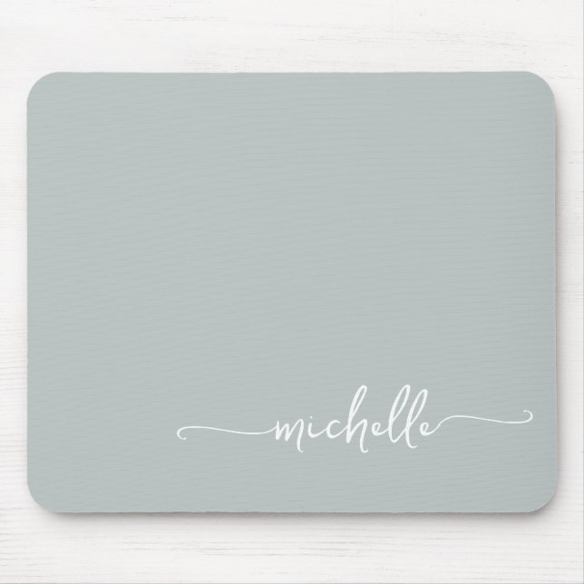 Mousepad Nome Monograma Verde Oliva Simples e Feminino (Frente)