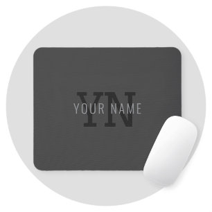 Mousepad Nome Monogramado Moderno Cinza Escuro (ou outro te