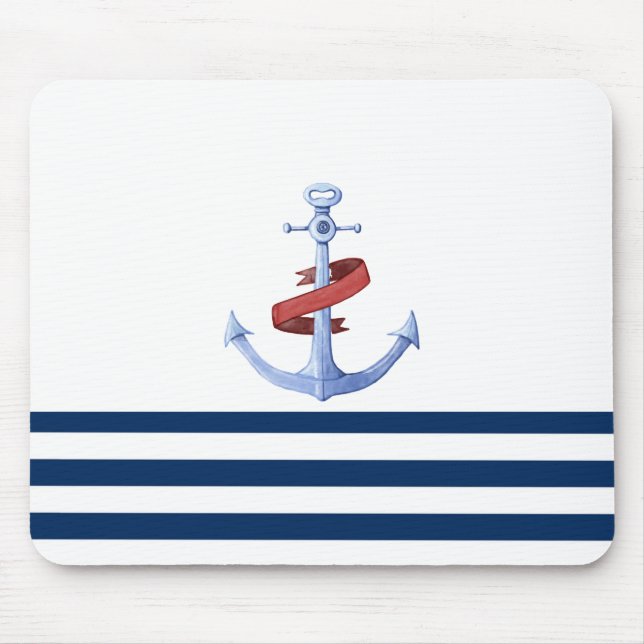 Mousepad Nome Náutico Da Embarcação,Marinho Azul De Âncora, (Frente)