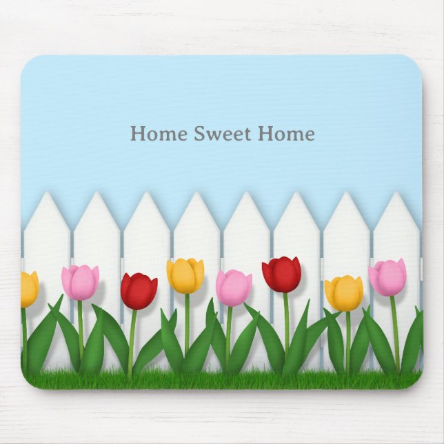 Mousepad Nome ou Texto Personalizado da Flor de Tulip Cheio (Frente)
