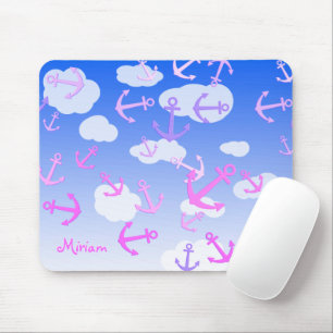 Mousepad Nome Personalizado, Âncoras Flutuantes Cutes, Core
