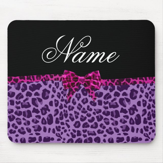 Mousepad Nome personalizado arco rosa de impressão leopardo (Frente)
