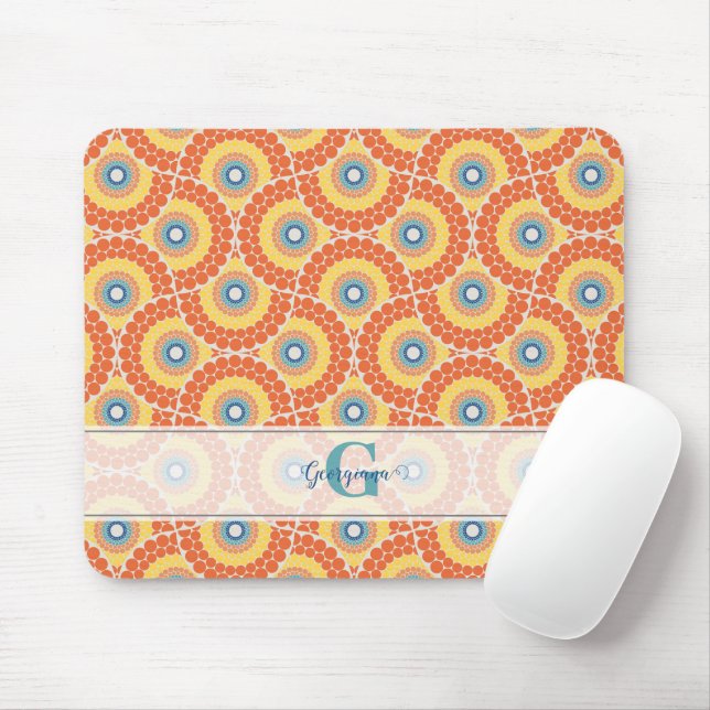Mousepad Nome Personalizado Art Deco Aegean Summer Radiant  (Com mouse)