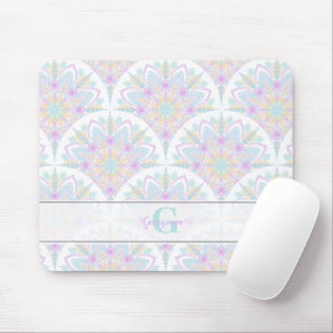 Mousepad Nome Personalizado Art Deco Pastel Rainbow Floral 